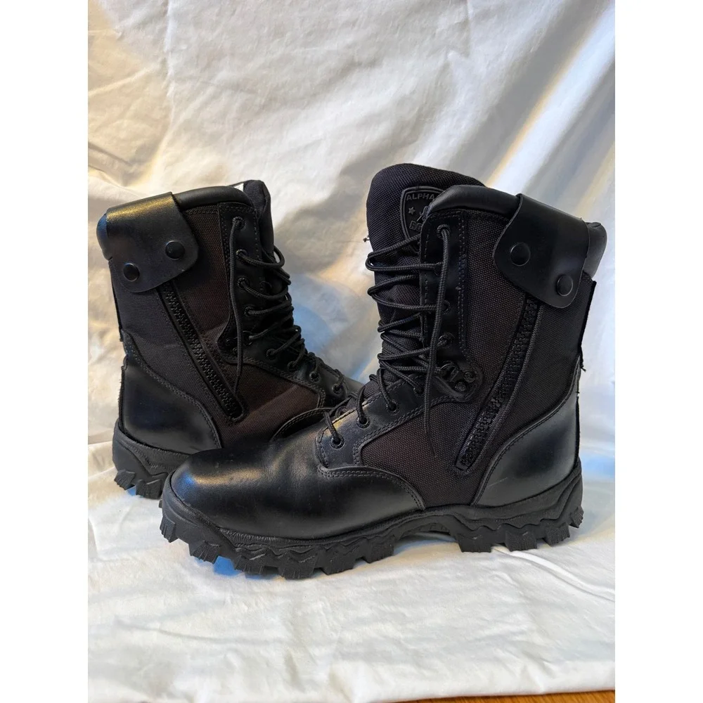Rocky Alpha Force 8 Inch Waterproof Side Zip Duty Boots Black FQ0002173 Mens 13M